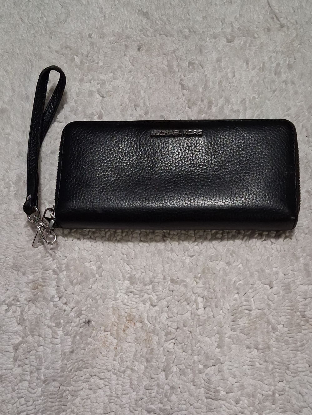 Michael Kors Black Pebbled Leather Wristlet Zip Wallet